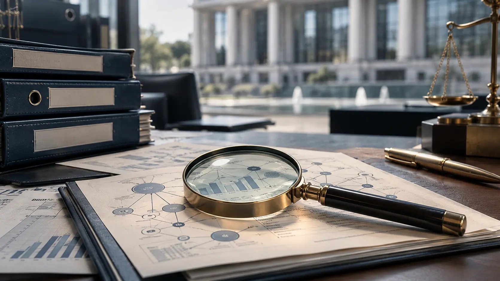 Finansal işlem belgeleri üzerinde büyüteç ve analiz şemaları